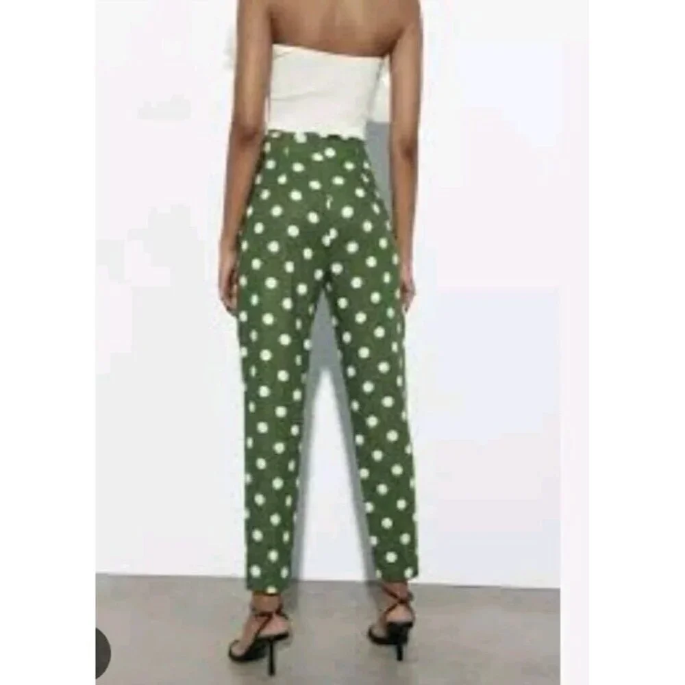 ZARALINEN BLEND POLKA DOT PANTS S 7660 605